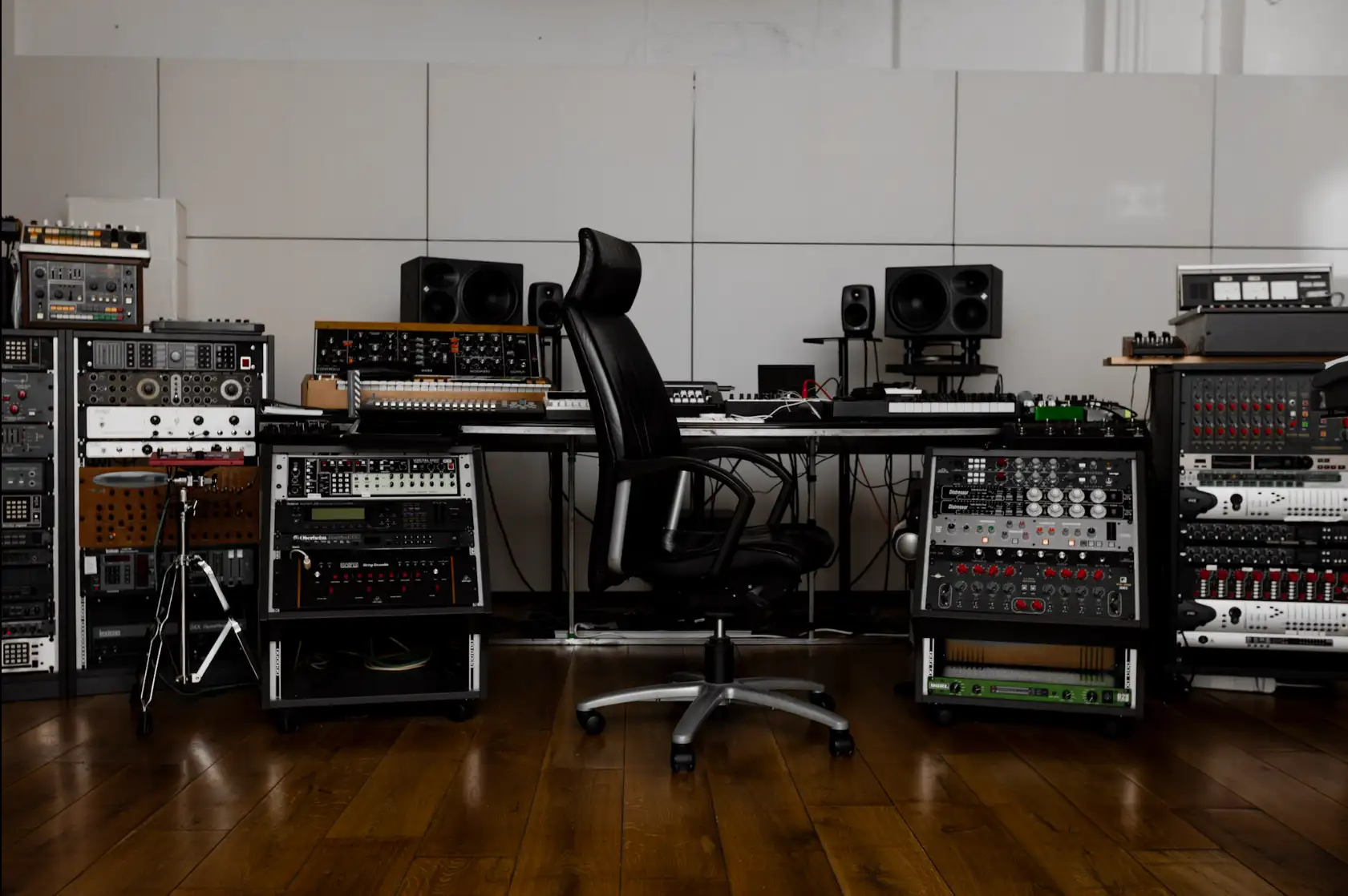 Mixing desk and acoustic treatment at Shonki music studio